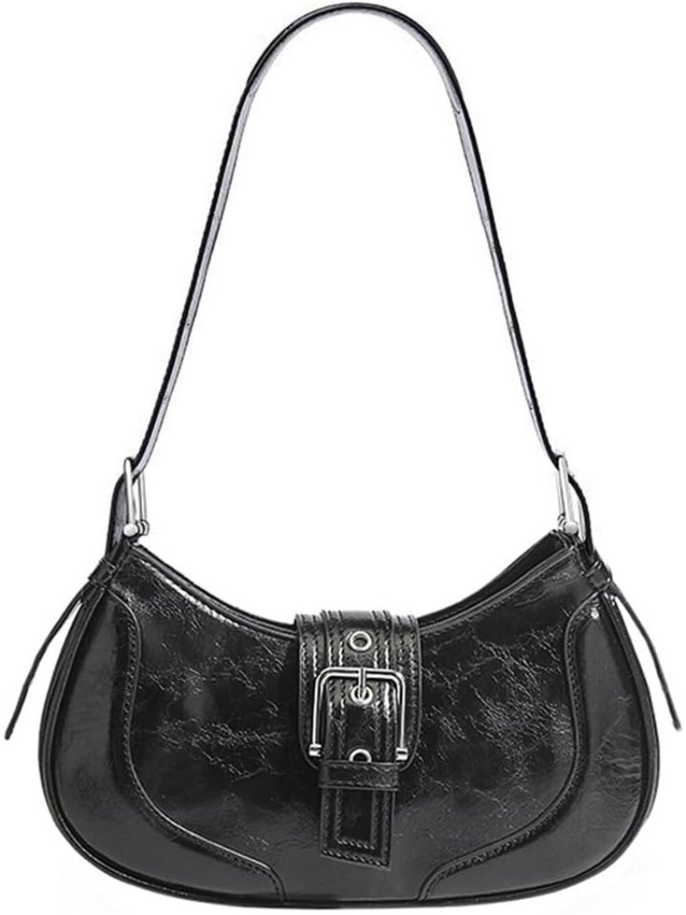 Women's Belt Black Plaid Striped Woolden Cloth Shoulder Handbag Tote Bag